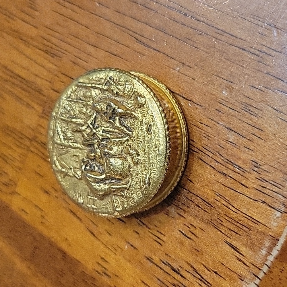 Vintage Goldtone Metal Pill Box Holder